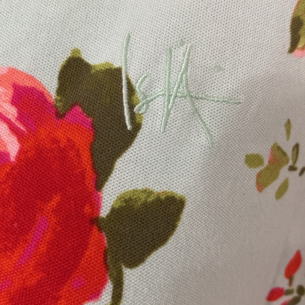 Isaac Mizrahi Green and Red Floral Polo Shirt - Picture 4 of 7